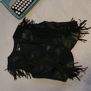 Steer Brand Fringe Leather Vest